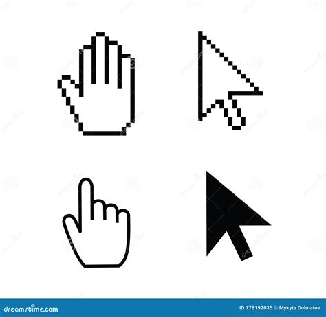 Cursor Icons Pixel Hand Cursor Set Classic Web Element Mouse Cursor