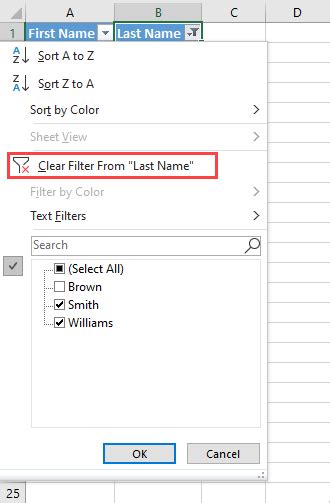 Filter Shortcut In Excel