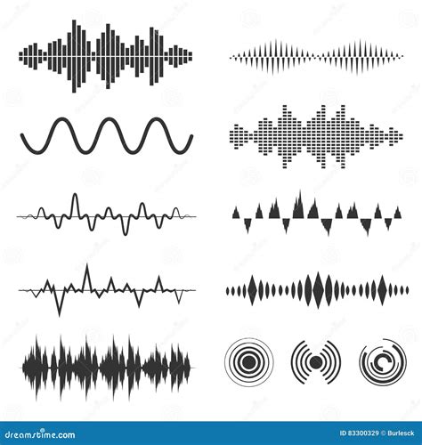 Signal Wave Set Vector Analog Signals And Digital Sound Waves Forms