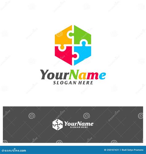 Colorful Puzzle Logo Design Template Puzzle Logo Concept Vector Stock Illustration