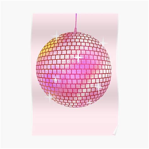 Pink Glitter Disco Ball Poster For Sale By Cosmiccowboyy Redbubble