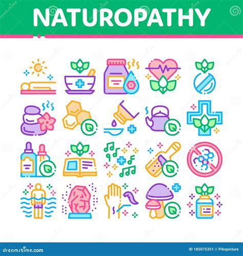 Traditional Naturopathy Medicine Icons Set Vector Stock Vector