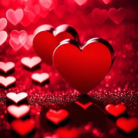 Premium Photo Red Hearts Bokeh Background