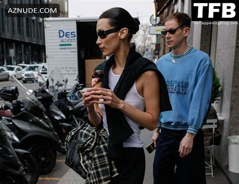 Bella Hadid Sexy Seen Braless Flaunting Her Hot Tits In Milan AZNude