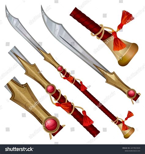 Asianstyle Fantasy Combat Spear Wooden Shaft Stock Vector (Royalty Free) 2277815919 | Shutterstock