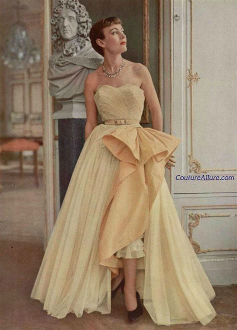 Christian Dior Dresses 1950s 1950 Collection A Shorter Skirt Of Tulle Ruffles Peeks Out