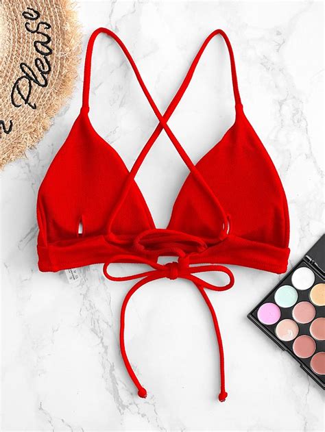 Buy ZAFUL Textured Crisscross Bikini Swimsuit At Affordable Prices