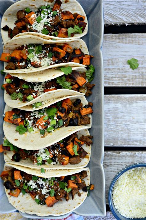 Chorizo Sweet Potato Black Bean Tacos Simply Scratch Recipe Sweet