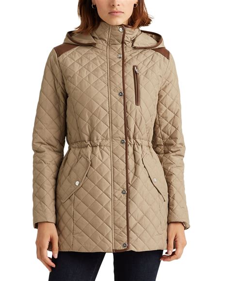 Lauren Ralph Lauren Quilted Hooded Anorak Coat Almond Anorak Coats For Women Quilted Jacket