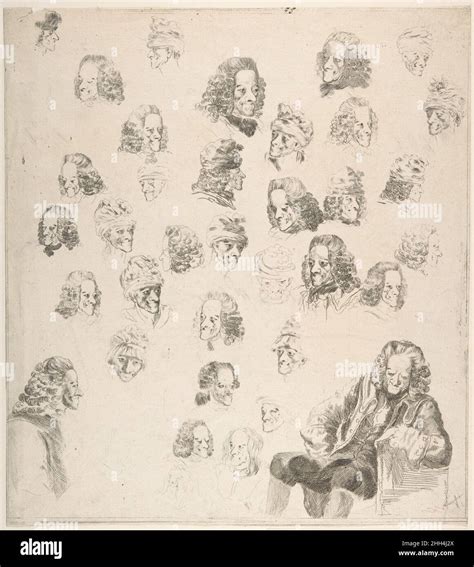 Sketches Of Voltaire At Age Eighty One 1775 Baron Dominique Vivant