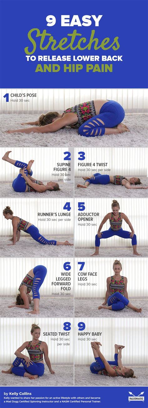 9 Easy Stretches to Release Lower Back and Hip Pain | Hip pain, Back exercises, Yoga poses for back