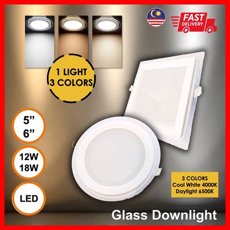 Glass LED Downlight 12W 18W Daylight CoolWhite 3 Colour 3 Color