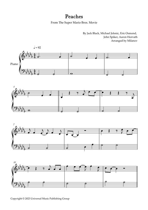 Peaches Arr Milanov By Jack Black Sheet Music For Piano Solo At Sheet Music Direct