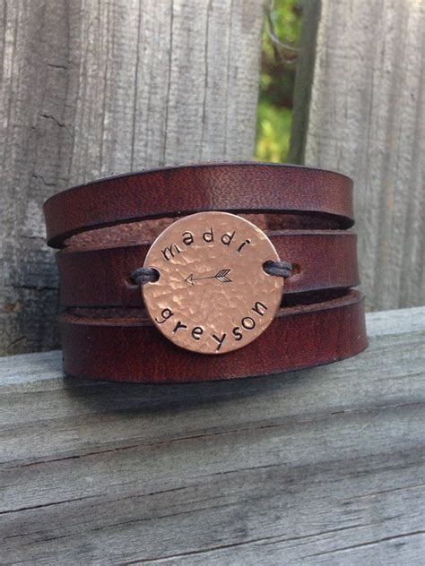 Womens Personalized Leather Bracelet Womens Custom Etsy Womens