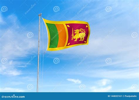 Sri Lanka Flag Over Blue Sky Background Stock Illustration ...