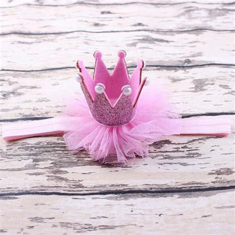 Pink Princess Baby Headband Glitter Crown Headband 1st Birthday Crown