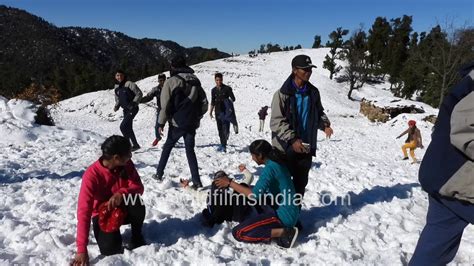 Playing With Snow At Chaurangi Khal Near Uttarkashi Youtube