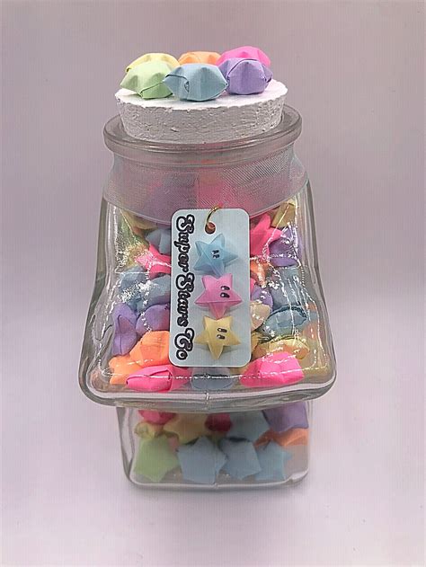 Pastel Lucky Stars Jar Origami Japanese Art Decoration Represents A