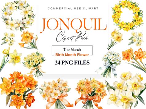 Jonquil Birth Month Flower, Watercolor Wreath, Wild Flower, Wedding ...