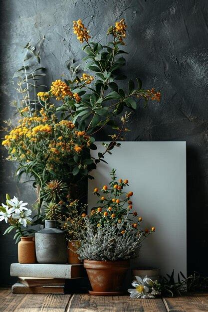 Premium Photo A Wooden Table Topped With Potted Plants