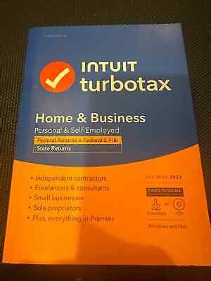 New Intuit Turbotax Home Business Tax Year Efile For Fed