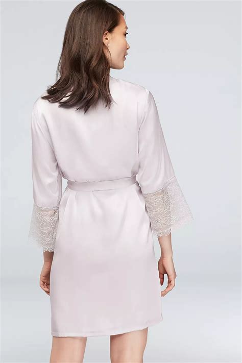 Lace Trimmed Satin Robe Davids Bridal