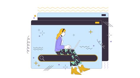 search information    animation female user  laptop