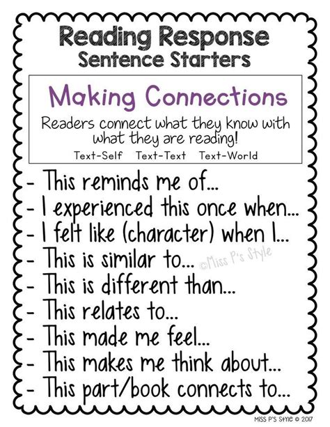 St Grade Sentence Starters