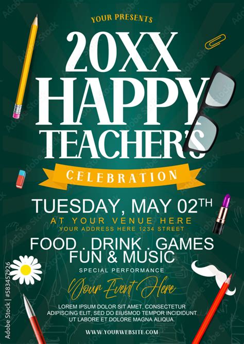 Happy Teachers 2023 Day Poster Template Stock Vector | Adobe Stock