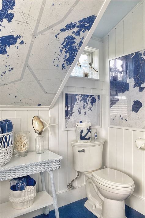 Nautical Bathroom & Powder Room Gallery — Nautical Chart Wallpaper The ...