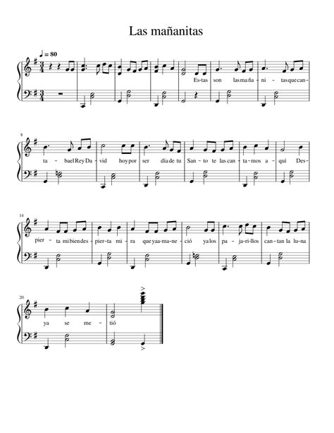 Las Mañanitas Sheet Music For Piano Solo Easy