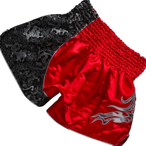 Fluory Muay Thai Short Kickboxing Short Red Silver Mtsf15 Fightwear Shop Europe