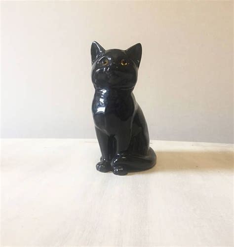 Vintage Black Cat Figurine Retro Home Decor