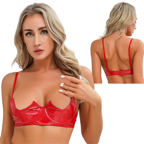 De Damen Hebe Bh Push Up B Stenhebe Dessous Kunstleder Bra Oberteil