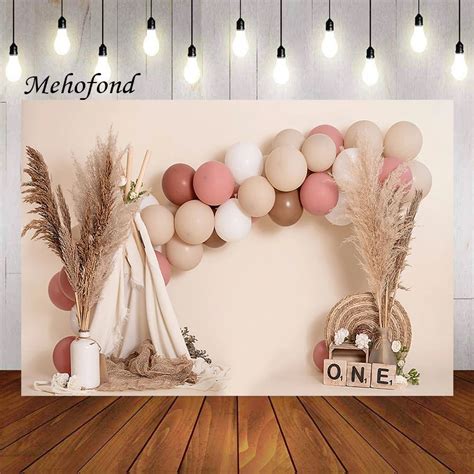 Mehofond Photography Background Pink Bohemian Style Balloon Girl 1st