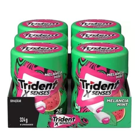 6 Potes Trident Garrafa Xsense Melancia Mint Goma Mascar 54g Shopee