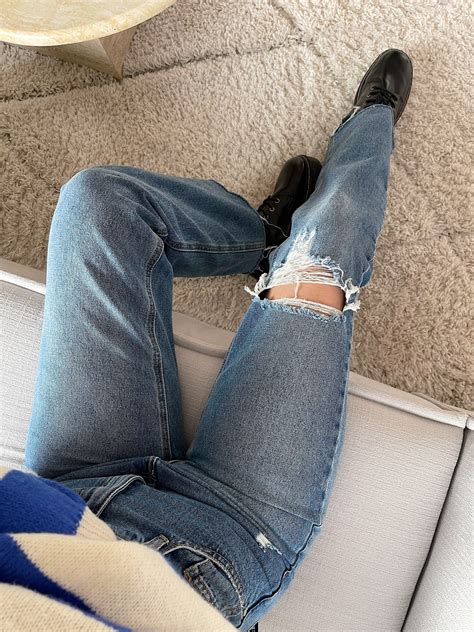 Xenia Ripped Wide Leg Jeans Mid Blue Hello My Love