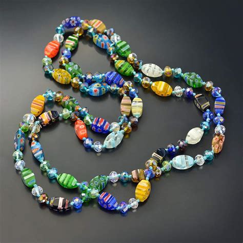 Amazon Long Millefiori Glass Necklace Knotted Beads Necklace