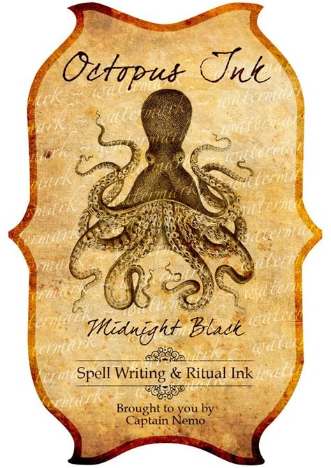 Octopus Ink Halloween Decor Potion Bottle or Apothecary Jar Label Print ...