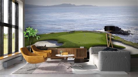 Golf Wall Mural Pebble Beach Muraledesign Etsy