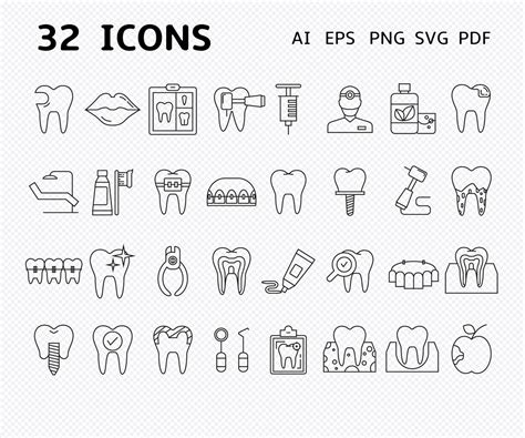 Dental Icons Dental Svg Dental Care Dental Implant Etsy