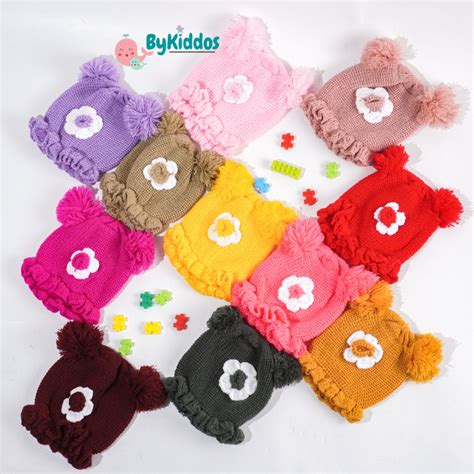 Jual ByKiddos Topi Bayi Anak Pompom Renda Bunga Kupluk Bayi Renda