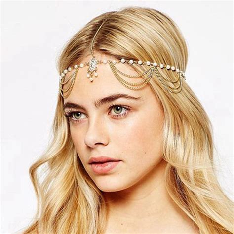 Pearl Tassel Head Chain Gold Teardrop Headband Hair Acessories Etsy