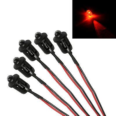 5x Red Flashing Pre Wired 5mm LED Bezel Holder Light Lamp 12V EBay