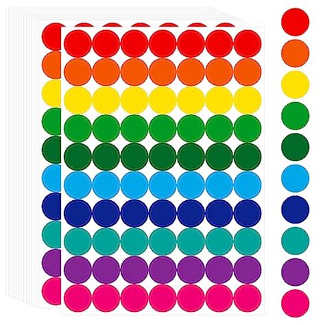 1050 PCS Colored Dot Sticker, 10 Bright Color Round Polka Circle Labels ...