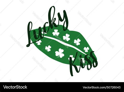 Irish Kiss Green Lips With Shamrock Royalty Free Vector