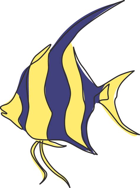 Free Single Continuous Line Drawing Of Adorable Freshwater Angelfish