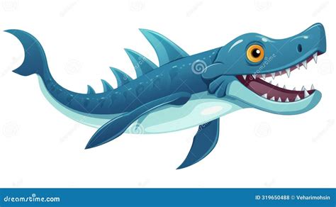 Cartoon Mosasaurus On White Background Vector Illustration