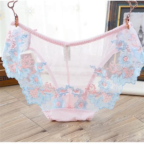 Wriufred Embroidery Flower Lace Briefs Female Underpants Women Panties