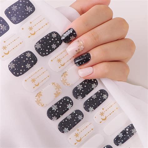 20 Pcs Semi Cured Gel Nail Strips Nail Gel Polish Wraps Soft Self